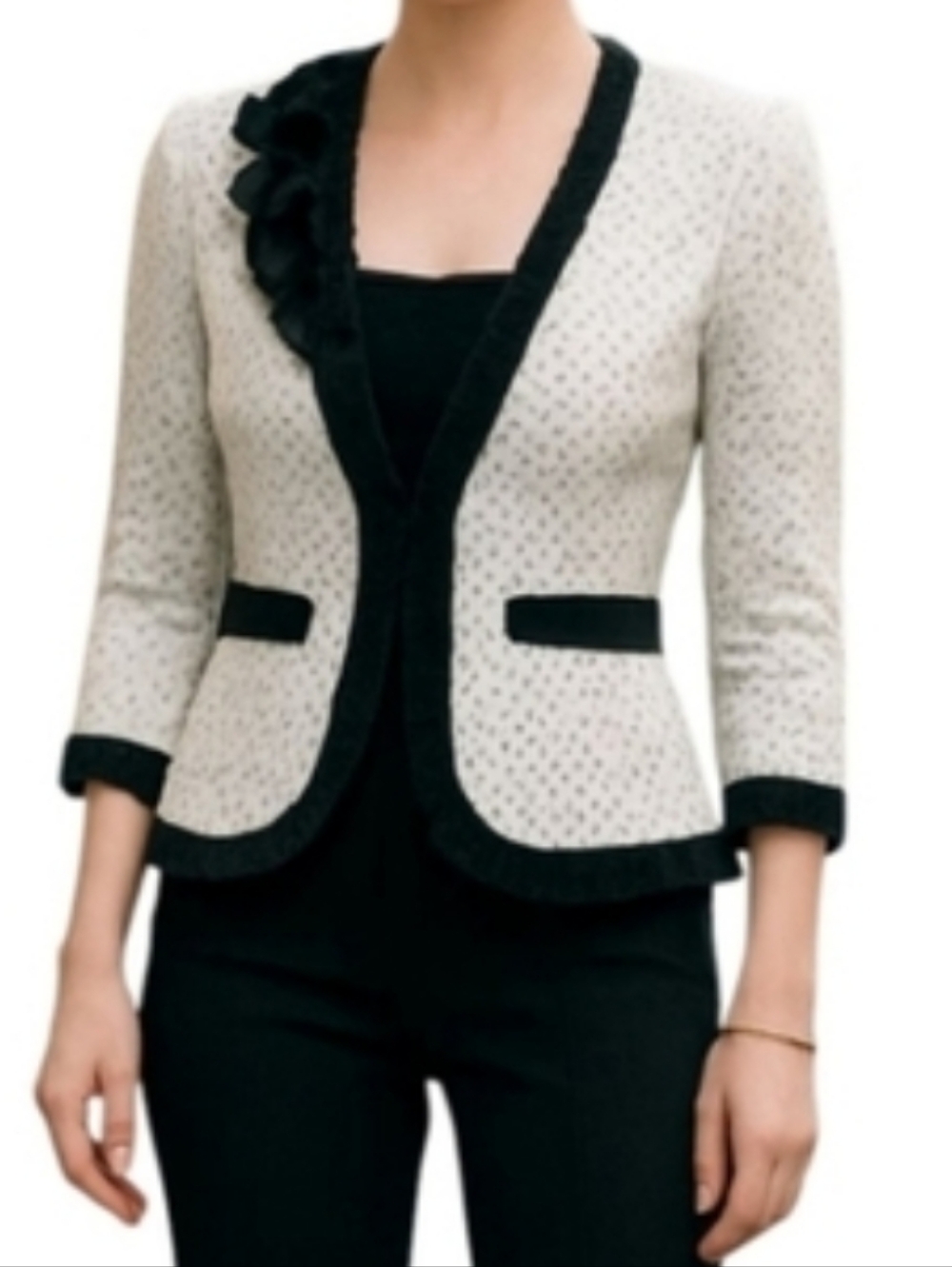 White House Black Market Floral Tweed Boucle Tweed Jacket XS